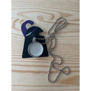 Megablitz Silver Ball Chain Necklace W/ Blank Pendant For Personalization
